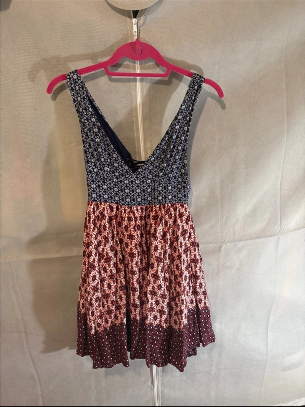 Lulus La Vie En Roses Navy Blue Red Floral Print Mini Dress